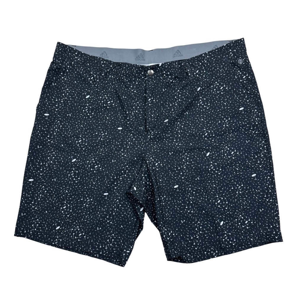 Adidas Men's Performance Golf Shorts AOP Geometric Flag Print Size 42 Black 9"